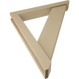 Ekena Millwork - BKTUR0352X26X30TRA06RCPR - Timberthane Faux Wood Traditional Style Bracket w/ Offset Brace, Slat Ends, 3 1/2"W x 26"D x 30"H, Primed Tan