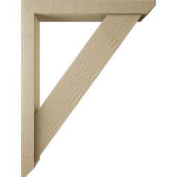 Ekena Millwork - BKTUR0352X26X34TRA06RCPR - Timberthane Faux Wood Traditional Style Bracket w/ Offset Brace, Slat Ends, 3 1/2"W x 26"D x 34"H, Primed Tan