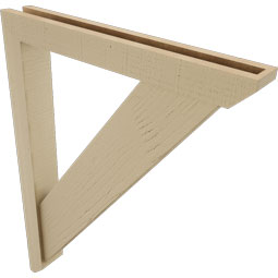 Ekena Millwork - BKTUR0352X26X34TRA06RCPR - Timberthane Faux Wood Traditional Style Bracket w/ Offset Brace, Slat Ends, 3 1/2"W x 26"D x 34"H, Primed Tan