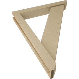Ekena Millwork - BKTUR0352X26X34TRA06RCPR - Timberthane Faux Wood Traditional Style Bracket w/ Offset Brace, Slat Ends, 3 1/2"W x 26"D x 34"H, Primed Tan