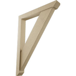 Ekena Millwork - BKTUR0352X26X34TRA06RCPR - Timberthane Faux Wood Traditional Style Bracket w/ Offset Brace, Slat Ends, 3 1/2"W x 26"D x 34"H, Primed Tan