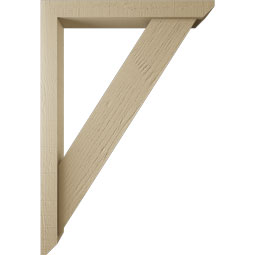 Ekena Millwork - BKTUR0352X26X38TRA06RCPR - Timberthane Faux Wood Traditional Style Bracket w/ Offset Brace, Slat Ends, 3 1/2"W x 26"D x 38"H, Primed Tan