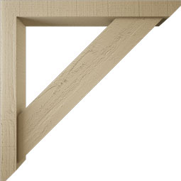 Ekena Millwork - BKTUR0352X28X28TRA06RCPR - Timberthane Faux Wood Traditional Style Bracket w/ Offset Brace, Slat Ends, 3 1/2"W x 28"D x 28"H, Primed Tan