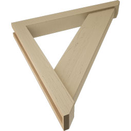 Ekena Millwork - BKTUR0352X28X28TRA06RCPR - Timberthane Faux Wood Traditional Style Bracket w/ Offset Brace, Slat Ends, 3 1/2"W x 28"D x 28"H, Primed Tan