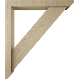 Ekena Millwork - BKTUR0352X28X32TRA06RCPR - Timberthane Faux Wood Traditional Style Bracket w/ Offset Brace, Slat Ends, 3 1/2"W x 28"D x 32"H, Primed Tan