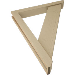 Ekena Millwork - BKTUR0352X28X36TRA06RCPR - Timberthane Faux Wood Traditional Style Bracket w/ Offset Brace, Slat Ends, 3 1/2"W x 28"D x 36"H, Primed Tan