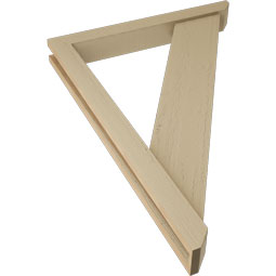 Ekena Millwork - BKTUR0352X28X40TRA06RCPR - Timberthane Faux Wood Traditional Style Bracket w/ Offset Brace, Slat Ends, 3 1/2"W x 28"D x 40"H, Primed Tan