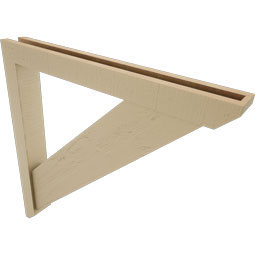 Ekena Millwork - BKTUR0352X30X30TRA06RCPR - Timberthane Faux Wood Traditional Style Bracket w/ Offset Brace, Slat Ends, 3 1/2"W x 30"D x 30"H, Primed Tan