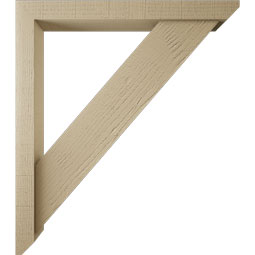 Ekena Millwork - BKTUR0352X30X34TRA06RCPR - Timberthane Faux Wood Traditional Style Bracket w/ Offset Brace, Slat Ends, 3 1/2"W x 30"D x 34"H, Primed Tan