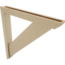 Ekena Millwork - BKTUR0352X30X34TRA06RCPR - Timberthane Faux Wood Traditional Style Bracket w/ Offset Brace, Slat Ends, 3 1/2"W x 30"D x 34"H, Primed Tan