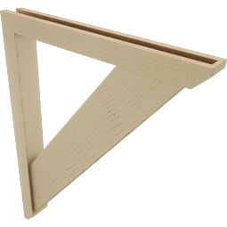 Ekena Millwork - BKTUR0352X30X38TRA06RCPR - Timberthane Faux Wood Traditional Style Bracket w/ Offset Brace, Slat Ends, 3 1/2"W x 30"D x 38"H, Primed Tan