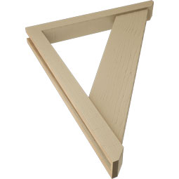 Ekena Millwork - BKTUR0352X30X38TRA06RCPR - Timberthane Faux Wood Traditional Style Bracket w/ Offset Brace, Slat Ends, 3 1/2"W x 30"D x 38"H, Primed Tan