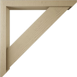 Ekena Millwork - BKTUR0352X32X32TRA06RCPR - Timberthane Faux Wood Traditional Style Bracket w/ Offset Brace, Slat Ends, 3 1/2"W x 32"D x 32"H, Primed Tan