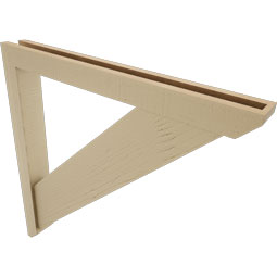 Ekena Millwork - BKTUR0352X32X32TRA06RCPR - Timberthane Faux Wood Traditional Style Bracket w/ Offset Brace, Slat Ends, 3 1/2"W x 32"D x 32"H, Primed Tan