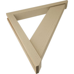 Ekena Millwork - BKTUR0352X32X32TRA06RCPR - Timberthane Faux Wood Traditional Style Bracket w/ Offset Brace, Slat Ends, 3 1/2"W x 32"D x 32"H, Primed Tan