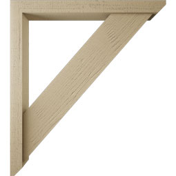 Ekena Millwork - BKTUR0352X32X36TRA06RCPR - Timberthane Faux Wood Traditional Style Bracket w/ Offset Brace, Slat Ends, 3 1/2"W x 32"D x 36"H, Primed Tan