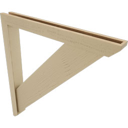 Ekena Millwork - BKTUR0352X32X36TRA06RCPR - Timberthane Faux Wood Traditional Style Bracket w/ Offset Brace, Slat Ends, 3 1/2"W x 32"D x 36"H, Primed Tan