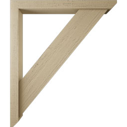 Ekena Millwork - BKTUR0352X32X38TRA06RCPR - Timberthane Faux Wood Traditional Style Bracket w/ Offset Brace, Slat Ends, 3 1/2"W x 32"D x 38"H, Primed Tan