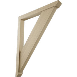 Ekena Millwork - BKTUR0352X32X40TRA06RCPR - Timberthane Faux Wood Traditional Style Bracket w/ Offset Brace, Slat Ends, 3 1/2"W x 32"D x 40"H, Primed Tan