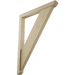 Ekena Millwork - BKTUR0352X32X44TRA06RCPR - Timberthane Faux Wood Traditional Style Bracket w/ Offset Brace, Slat Ends, 3 1/2"W x 32"D x 44"H, Primed Tan