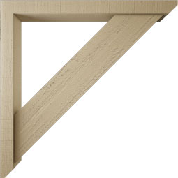 Ekena Millwork - BKTUR0352X34X34TRA06RCPR - Timberthane Faux Wood Traditional Style Bracket w/ Offset Brace, Slat Ends, 3 1/2"W x 34"D x 34"H, Primed Tan