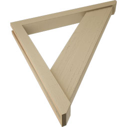 Ekena Millwork - BKTUR0352X34X34TRA06RCPR - Timberthane Faux Wood Traditional Style Bracket w/ Offset Brace, Slat Ends, 3 1/2"W x 34"D x 34"H, Primed Tan