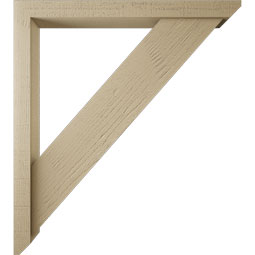 Ekena Millwork - BKTUR0352X34X38TRA06RCPR - Timberthane Faux Wood Traditional Style Bracket w/ Offset Brace, Slat Ends, 3 1/2"W x 34"D x 38"H, Primed Tan