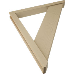 Ekena Millwork - BKTUR0352X34X40TRA06RCPR - Timberthane Faux Wood Traditional Style Bracket w/ Offset Brace, Slat Ends, 3 1/2"W x 34"D x 40"H, Primed Tan