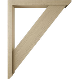 Ekena Millwork - BKTUR0352X34X42TRA06RCPR - Timberthane Faux Wood Traditional Style Bracket w/ Offset Brace, Slat Ends, 3 1/2"W x 34"D x 42"H, Primed Tan