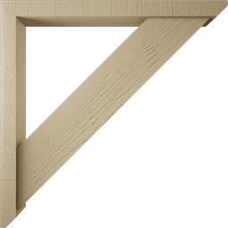 Ekena Millwork - BKTUR0352X36X36TRA06RCPR - Timberthane Faux Wood Traditional Style Bracket w/ Offset Brace, Slat Ends, 3 1/2"W x 36"D x 36"H, Primed Tan