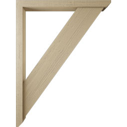 Ekena Millwork - BKTUR0352X36X48TRA06RCPR - Timberthane Faux Wood Traditional Style Bracket w/ Offset Brace, Slat Ends, 3 1/2"W x 36"D x 48"H, Primed Tan
