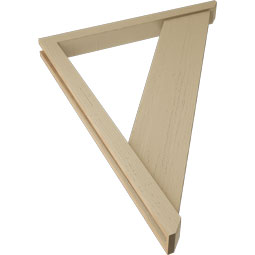 Ekena Millwork - BKTUR0352X36X48TRA06RCPR - Timberthane Faux Wood Traditional Style Bracket w/ Offset Brace, Slat Ends, 3 1/2"W x 36"D x 48"H, Primed Tan