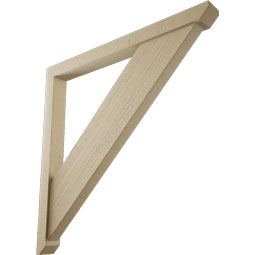 Ekena Millwork - BKTUR0352X38X38TRA06RCPR - Timberthane Faux Wood Traditional Style Bracket w/ Offset Brace, Slat Ends, 3 1/2"W x 38"D x 38"H, Primed Tan