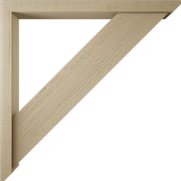 Ekena Millwork - BKTUR0352X40X40TRA06RCPR - Timberthane Faux Wood Traditional Style Bracket w/ Offset Brace, Slat Ends, 3 1/2"W x 40"D x 40"H, Primed Tan