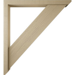 Ekena Millwork - BKTUR0352X40X44TRA06RCPR - Timberthane Faux Wood Traditional Style Bracket w/ Offset Brace, Slat Ends, 3 1/2"W x 40"D x 44"H, Primed Tan