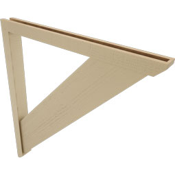 Ekena Millwork - BKTUR0352X40X44TRA06RCPR - Timberthane Faux Wood Traditional Style Bracket w/ Offset Brace, Slat Ends, 3 1/2"W x 40"D x 44"H, Primed Tan