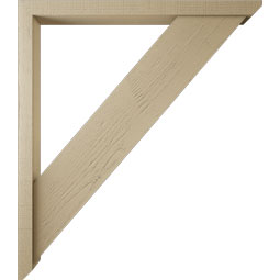 Ekena Millwork - BKTUR0352X42X48TRA06RCPR - Timberthane Faux Wood Traditional Style Bracket w/ Offset Brace, Slat Ends, 3 1/2"W x 42"D x 48"H, Primed Tan