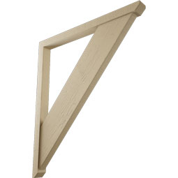 Ekena Millwork - BKTUR0352X42X48TRA06RCPR - Timberthane Faux Wood Traditional Style Bracket w/ Offset Brace, Slat Ends, 3 1/2"W x 42"D x 48"H, Primed Tan
