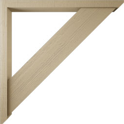 Ekena Millwork - BKTUR0352X44X44TRA06RCPR - Timberthane Faux Wood Traditional Style Bracket w/ Offset Brace, Slat Ends, 3 1/2"W x 44"D x 44"H, Primed Tan