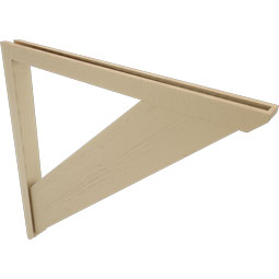 Ekena Millwork - BKTUR0352X44X44TRA06RCPR - Timberthane Faux Wood Traditional Style Bracket w/ Offset Brace, Slat Ends, 3 1/2"W x 44"D x 44"H, Primed Tan