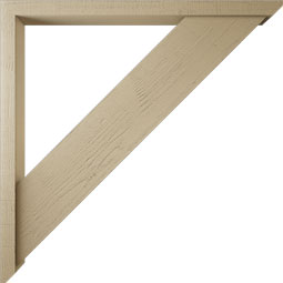 Ekena Millwork - BKTUR0352X48X48TRA06RCPR - Timberthane Faux Wood Traditional Style Bracket w/ Offset Brace, Slat Ends, 3 1/2"W x 48"D x 48"H, Primed Tan