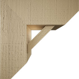 Ekena Millwork - BKTUR0554X14X14TRA06RCPR - Timberthane Faux Wood Traditional Style Bracket w/ Offset Brace, Slat Ends, 5 1/2"W x 14"D x 14"H, Primed Tan