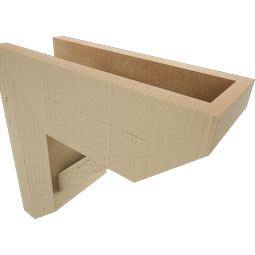 Ekena Millwork - BKTUR0554X14X14TRA06RCPR - Timberthane Faux Wood Traditional Style Bracket w/ Offset Brace, Slat Ends, 5 1/2"W x 14"D x 14"H, Primed Tan