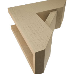 Ekena Millwork - BKTUR0554X14X14TRA06RCPR - Timberthane Faux Wood Traditional Style Bracket w/ Offset Brace, Slat Ends, 5 1/2"W x 14"D x 14"H, Primed Tan