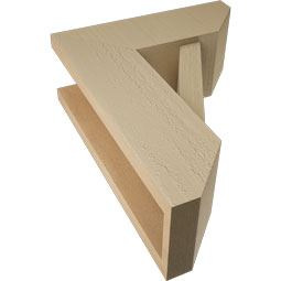 Ekena Millwork - BKTUR0554X14X18TRA06RCPR - Timberthane Faux Wood Traditional Style Bracket w/ Offset Brace, Slat Ends, 5 1/2"W x 14"D x 18"H, Primed Tan