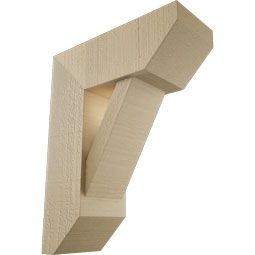 Ekena Millwork - BKTUR0554X14X18TRA06RCPR - Timberthane Faux Wood Traditional Style Bracket w/ Offset Brace, Slat Ends, 5 1/2"W x 14"D x 18"H, Primed Tan