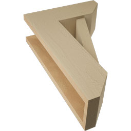 Ekena Millwork - BKTUR0554X14X22TRA06RCPR - Timberthane Faux Wood Traditional Style Bracket w/ Offset Brace, Slat Ends, 5 1/2"W x 14"D x 22"H, Primed Tan