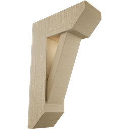 Ekena Millwork - BKTUR0554X14X22TRA06RCPR - Timberthane Faux Wood Traditional Style Bracket w/ Offset Brace, Slat Ends, 5 1/2"W x 14"D x 22"H, Primed Tan