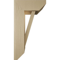 Ekena Millwork - BKTUR0554X14X26TRA06RCPR - Timberthane Faux Wood Traditional Style Bracket w/ Offset Brace, Slat Ends, 5 1/2"W x 14"D x 26"H, Primed Tan