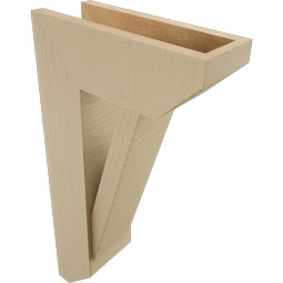 Ekena Millwork - BKTUR0554X14X26TRA06RCPR - Timberthane Faux Wood Traditional Style Bracket w/ Offset Brace, Slat Ends, 5 1/2"W x 14"D x 26"H, Primed Tan